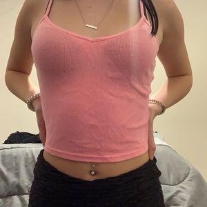 pink cropped tank top
